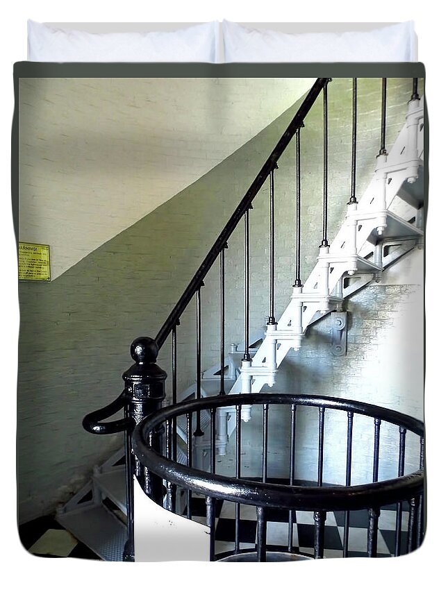 Stairs Duvet Cover featuring the photograph Ponce Inlet Spiral Staircase by D Hackett