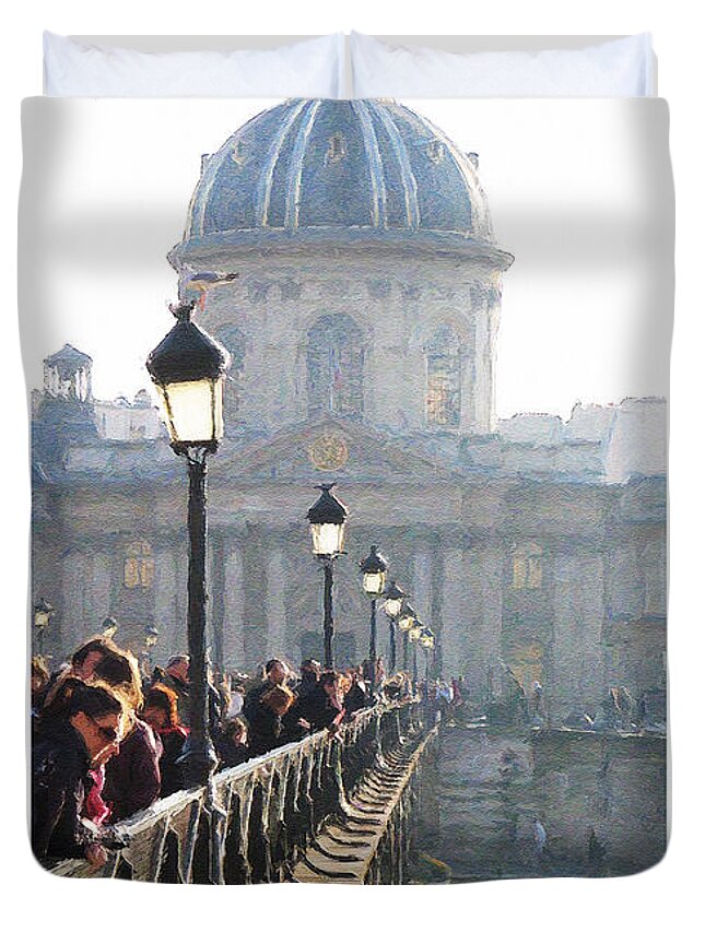 Pontd'art Duvet Cover featuring the digital art Pont D'Art by Julian Perry