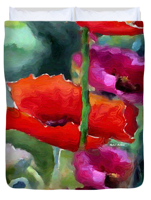 Rafael Salazar Duvet Cover featuring the painting Poppies in watercolor by Rafael Salazar