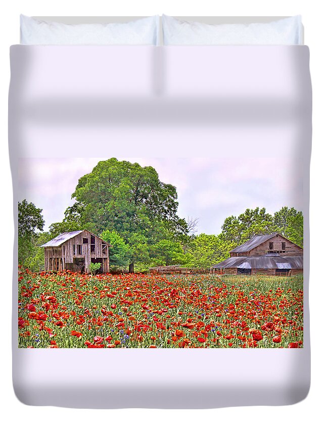Poppies Duvet Cover featuring the photograph Poppies on the Farm by Bonnie Willis