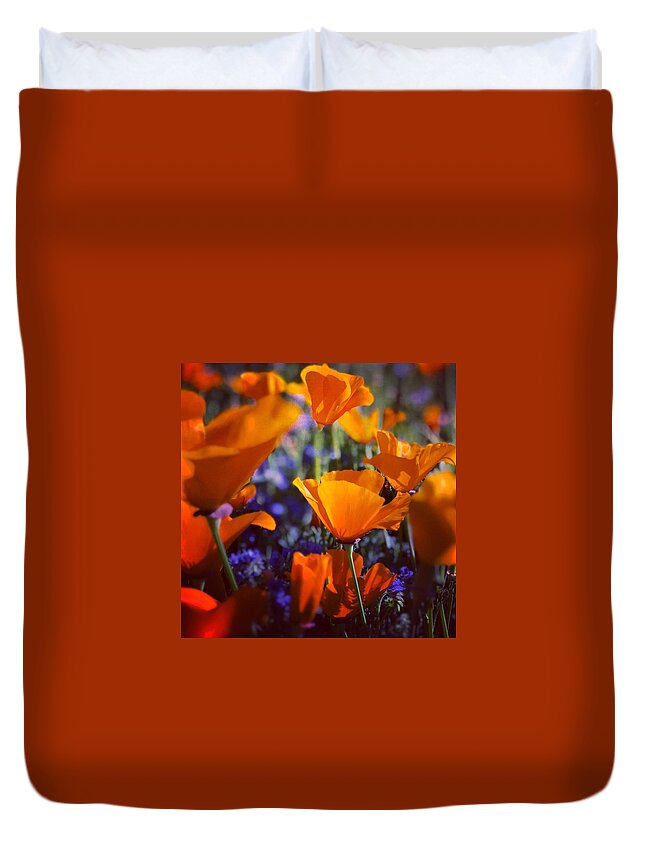 Poppies Duvet Cover featuring the digital art Popping Poppies by Kevyn Bashore