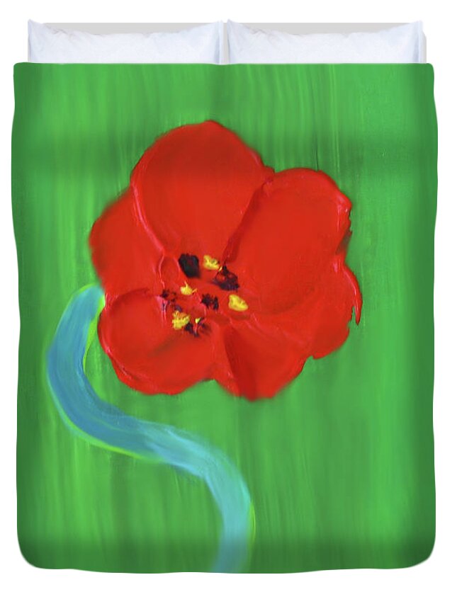 Poppy Duvet Cover featuring the painting Popping Poppy 1 by Deborah Boyd
