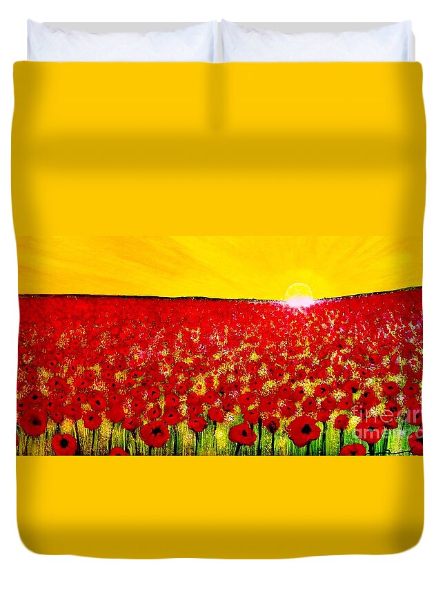 Poppy Field Duvet Cover featuring the painting Poppy Field by Tim Townsend