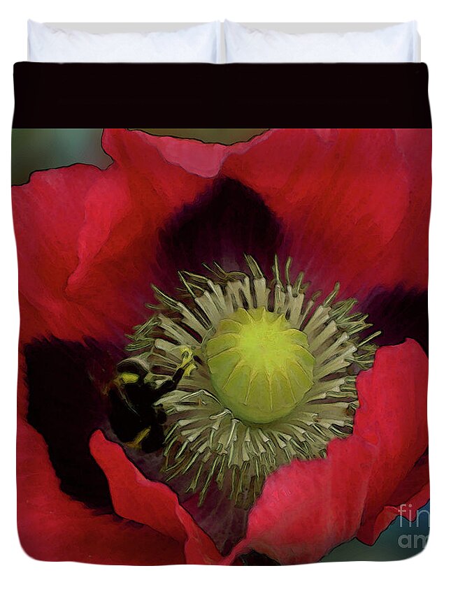 Poppy Duvet Cover featuring the photograph Poppy Love by Kim Tran