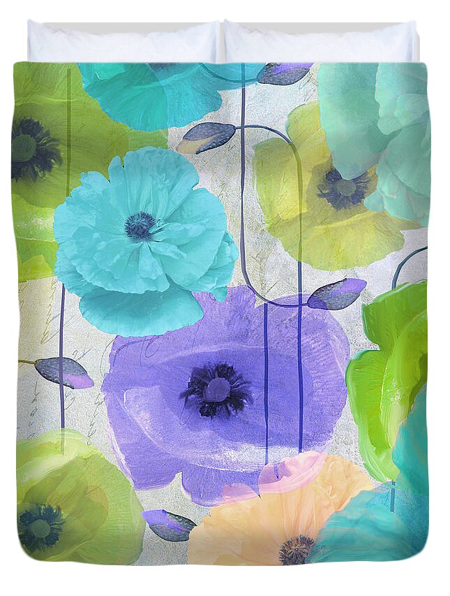 Poppy Duvet Cover featuring the painting Poppy Shimmer IV by Mindy Sommers