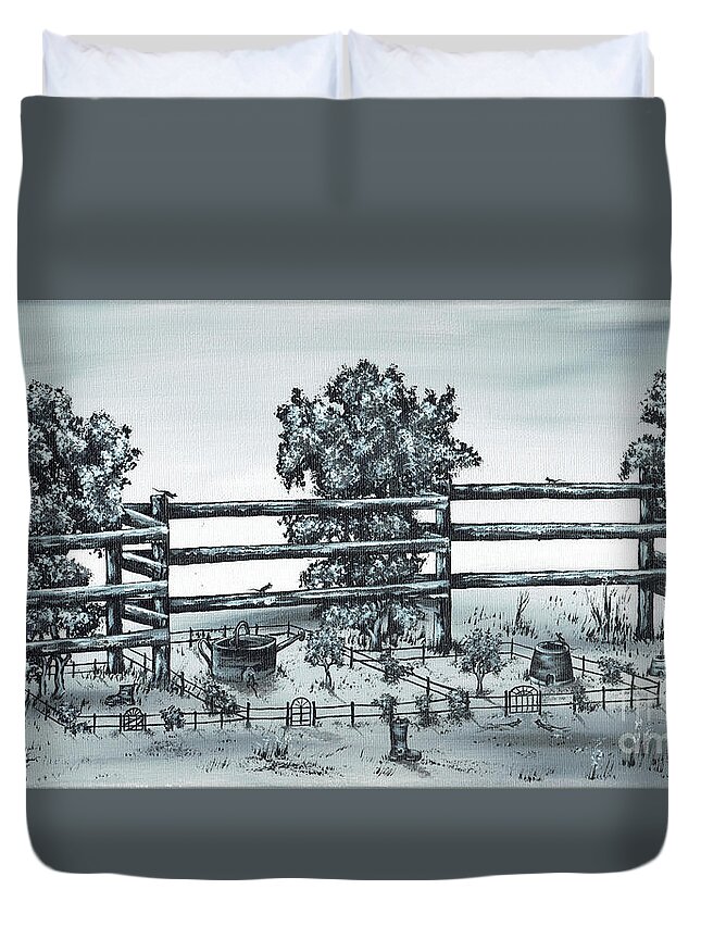 Trees Duvet Cover featuring the painting Popular Street by Kenneth Clarke