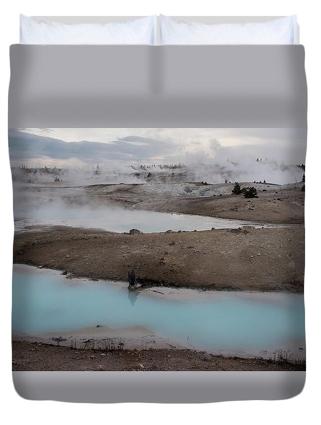 Yellowstone Duvet Cover featuring the photograph Porcelain Basin by Jennifer Ancker