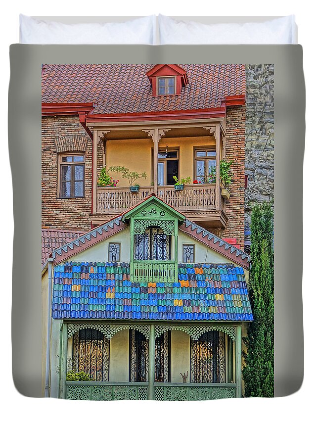 Georgia Duvet Cover featuring the photograph Porches by Dennis Cox