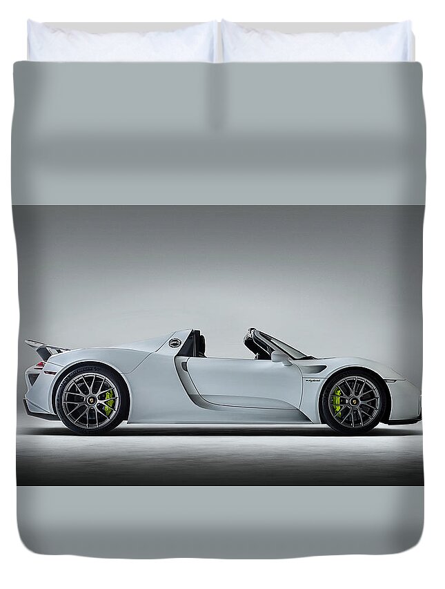 Porsche Duvet Cover featuring the digital art Porsche 918 by Douglas Pittman