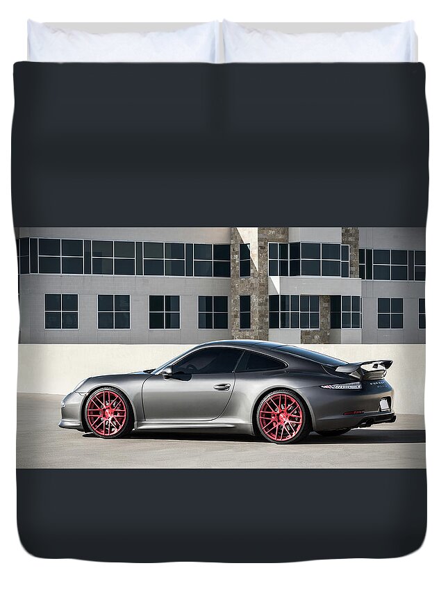 Porsche Duvet Cover featuring the digital art Porsche 991 by Douglas Pittman