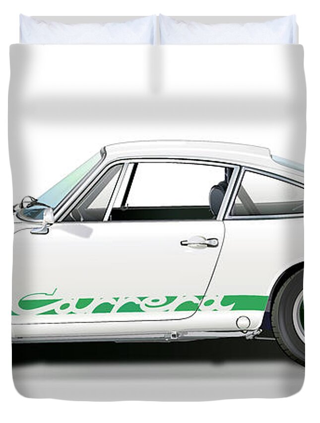 Porsche Carrera Rs Illustration Duvet Cover featuring the digital art Porsche Carrera Rs Illustration by Alain Jamar
