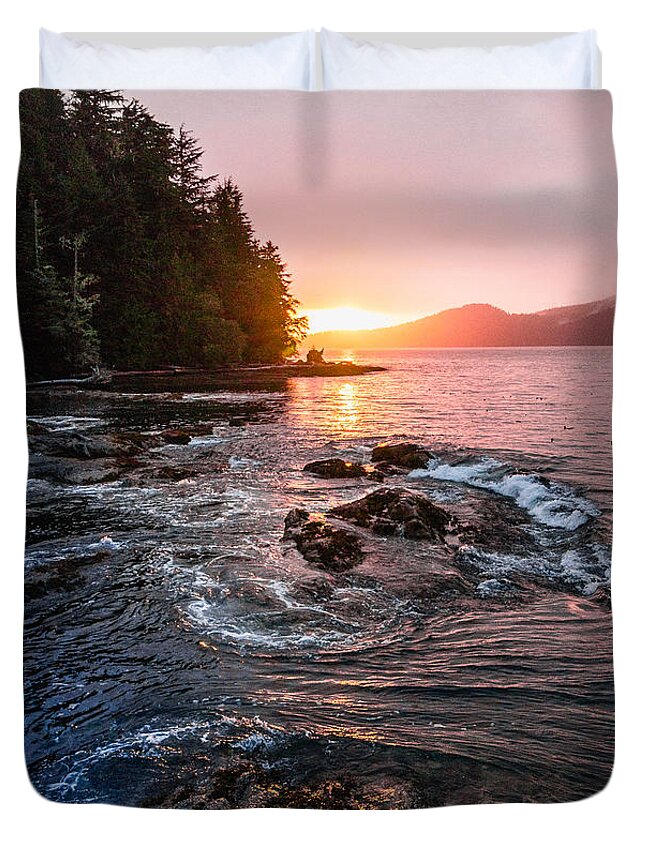 Scenery Duvet Cover featuring the photograph Port Renfrew Evening by Claude Dalley