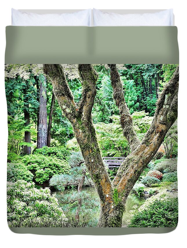 Portland Oregon Japanese Gardens Duvet Cover featuring the photograph Portland Oregon Japanese Gardens 3 by Merle Grenz