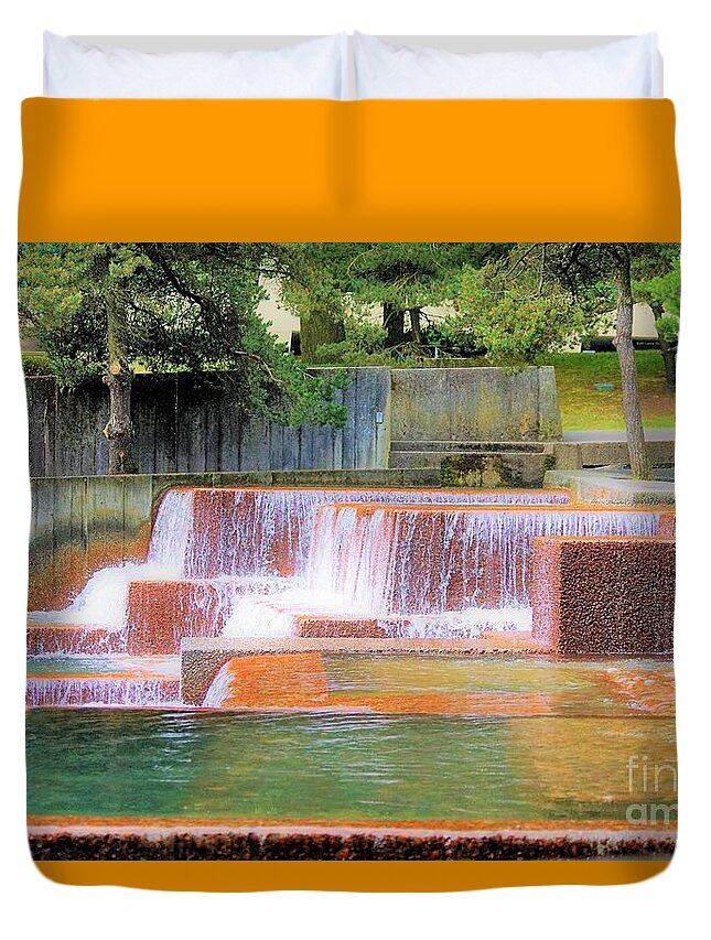 Portland Oregon Duvet Cover featuring the photograph Portland Waterfall by Merle Grenz