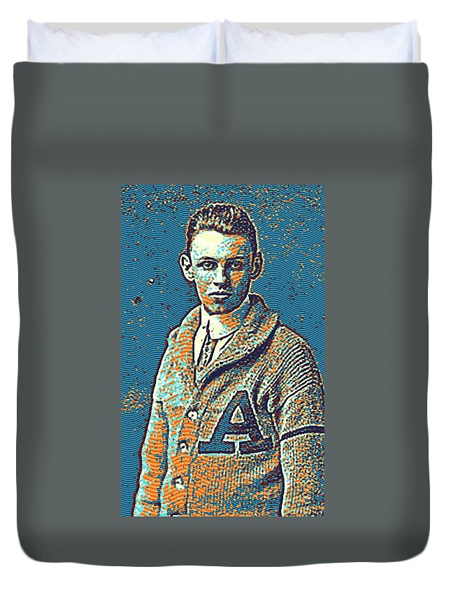 Man Duvet Cover featuring the painting Portrait of a Boy 24 by Adam Asar - Asar Studios by Celestial Images