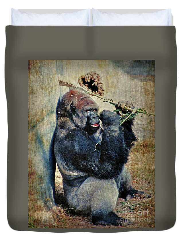 Gorilla Duvet Cover featuring the photograph Portrait of A Gorilla by Lydia Holly