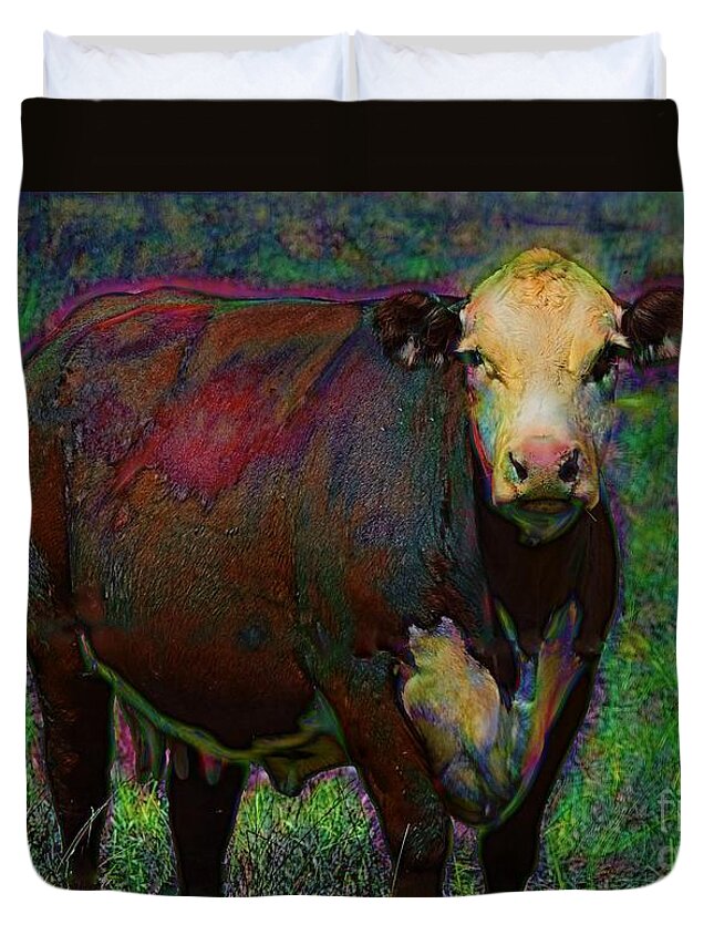 Cow Duvet Cover featuring the photograph Portrait of a Jersey Cow by Becky Kurth