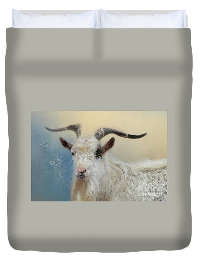 Wild Goat Duvet Cover featuring the photograph Portrait of a Wild Goat by Eva Lechner
