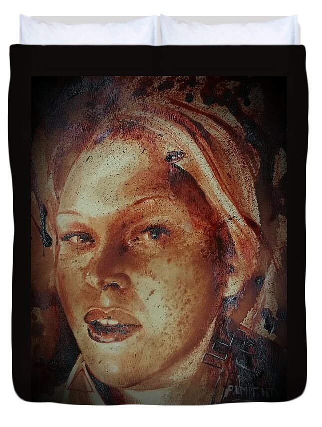 Amanda Stiles Duvet Cover featuring the painting Portrait of Amanda Stiles by Ryan Almighty