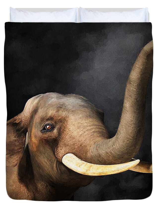 Elephant Duvet Cover featuring the digital art Portrait of an Elephant by Daniel Eskridge