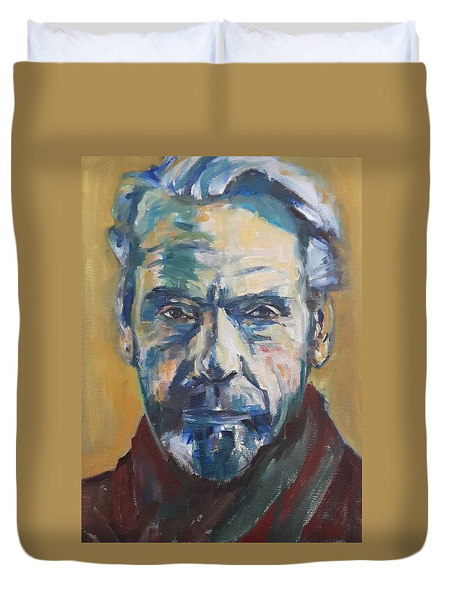 Portrait Duvet Cover featuring the painting Portrait of Jeremy by Christel Roelandt