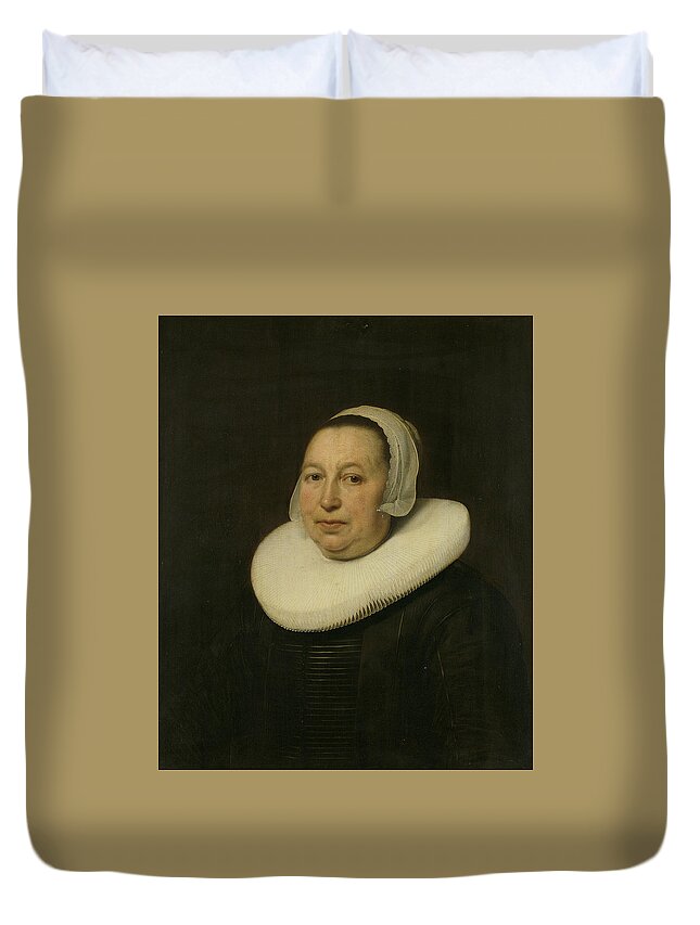 17th Century Art Duvet Cover featuring the painting Portrait of Maria Pietersdr de Leest by Bartholomeus van der Helst