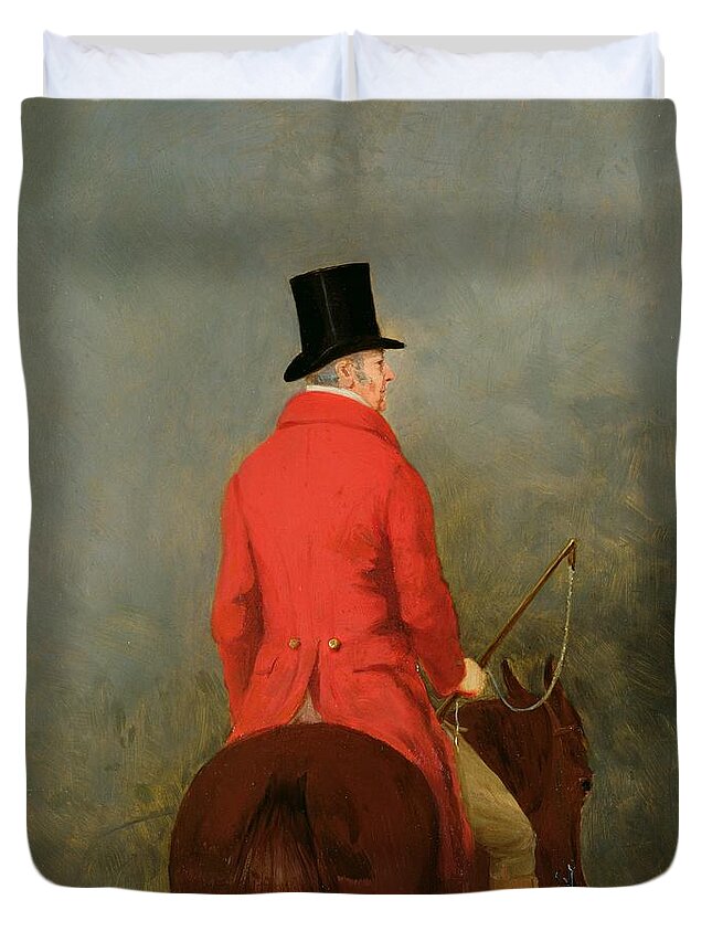 Hunting Duvet Cover featuring the painting Portrait of Thomas Cholmondeley by Henry Calvert