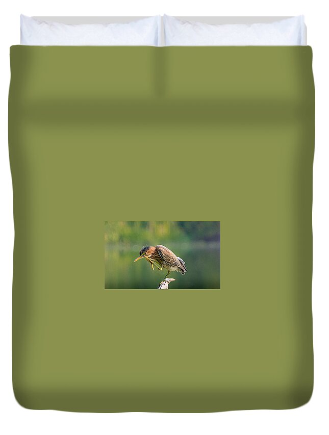 Heron Duvet Cover featuring the photograph Posing Heron by Jerry Cahill