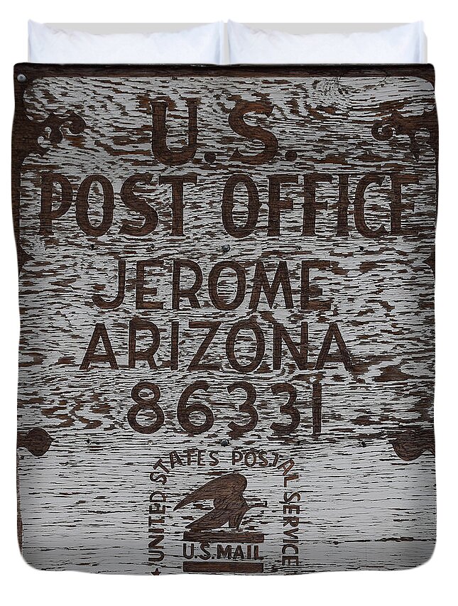 Post Office Duvet Cover featuring the photograph Post Office Jerome - Arizona by Dany Lison