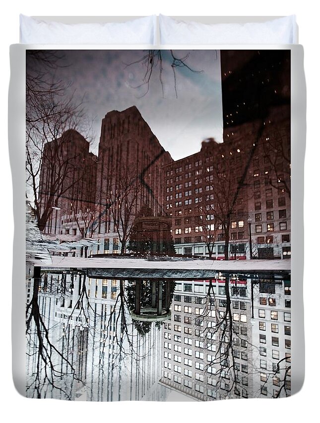  Duvet Cover featuring the photograph Post Office Square Reflection by Icy Li