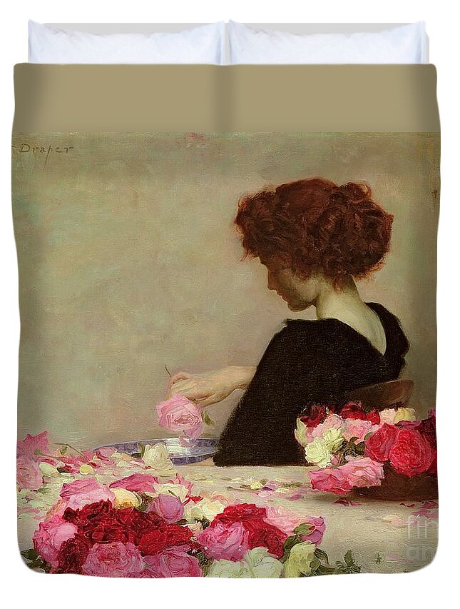 Female Duvet Cover featuring the painting Pot Pourri by Herbert James Draper