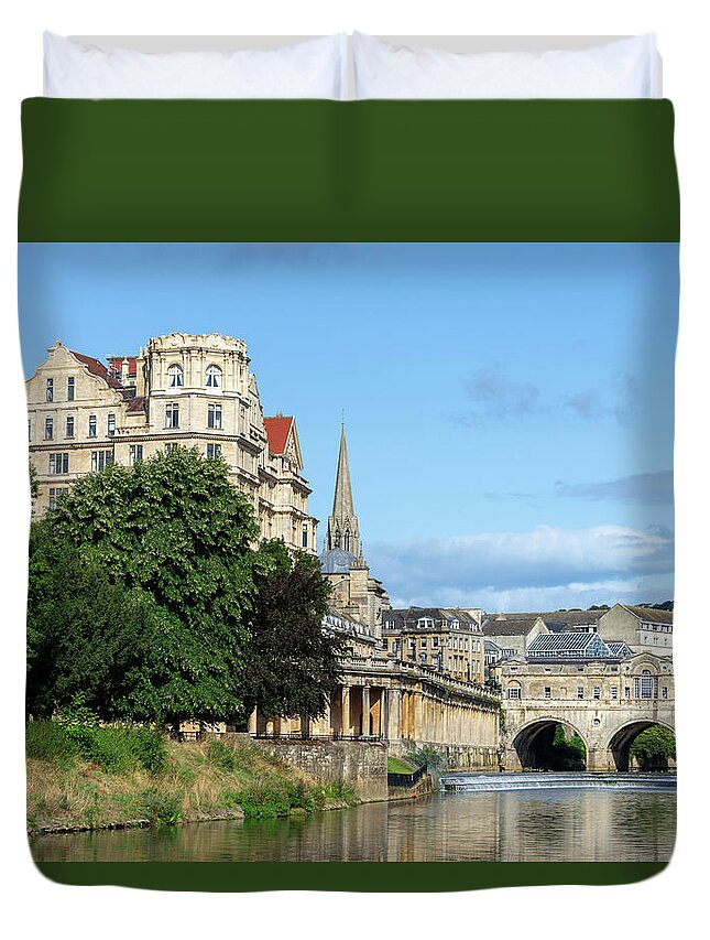 Poulteney Duvet Cover featuring the photograph Poulteney bridge Bath 1 by Steev Stamford