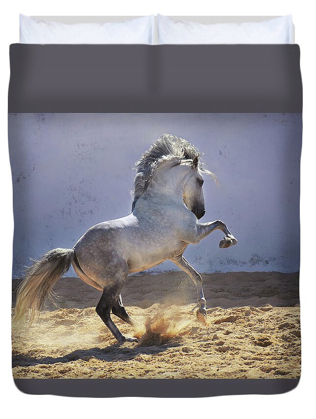 Russian Artists New Wave Duvet Cover featuring the photograph Power in Motion by Ekaterina Druz