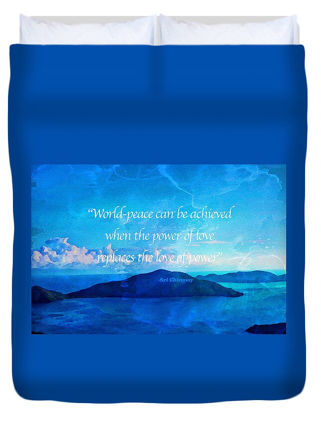 Sri Chimney Quote Duvet Cover featuring the painting Power of Love by Joan Reese
