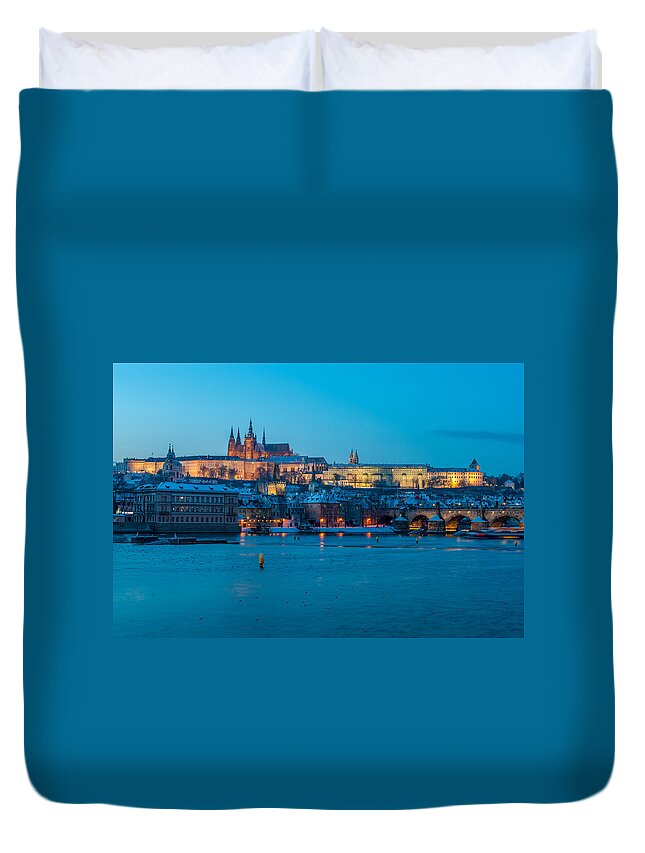 Prague Duvet Cover featuring the photograph Prague panorama by Martin Capek
