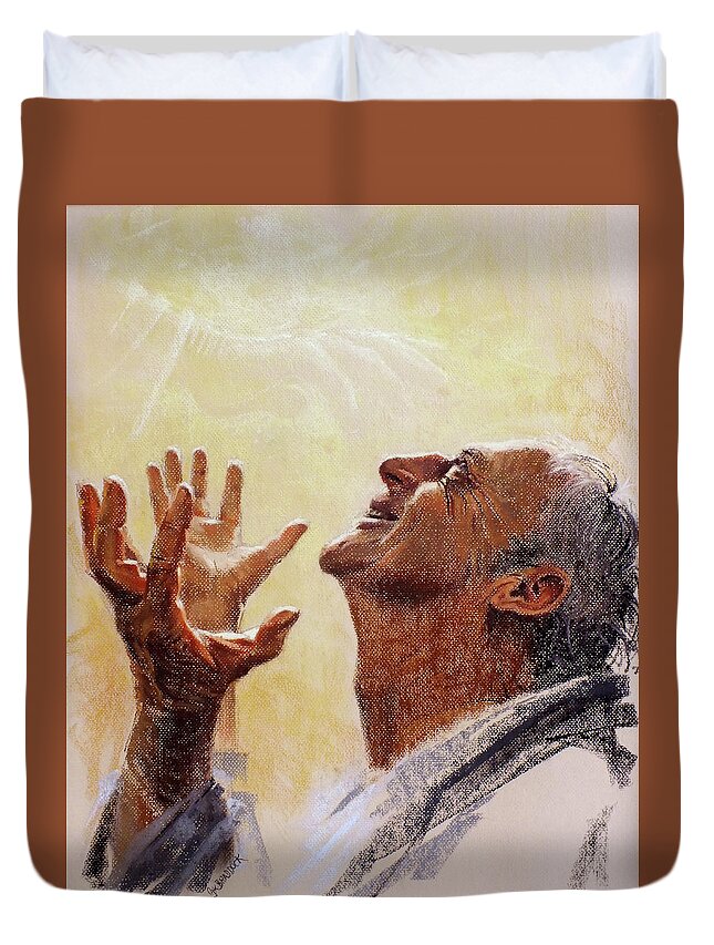 Joy Duvet Cover featuring the painting Praise. I will praise Him by Graham Braddock