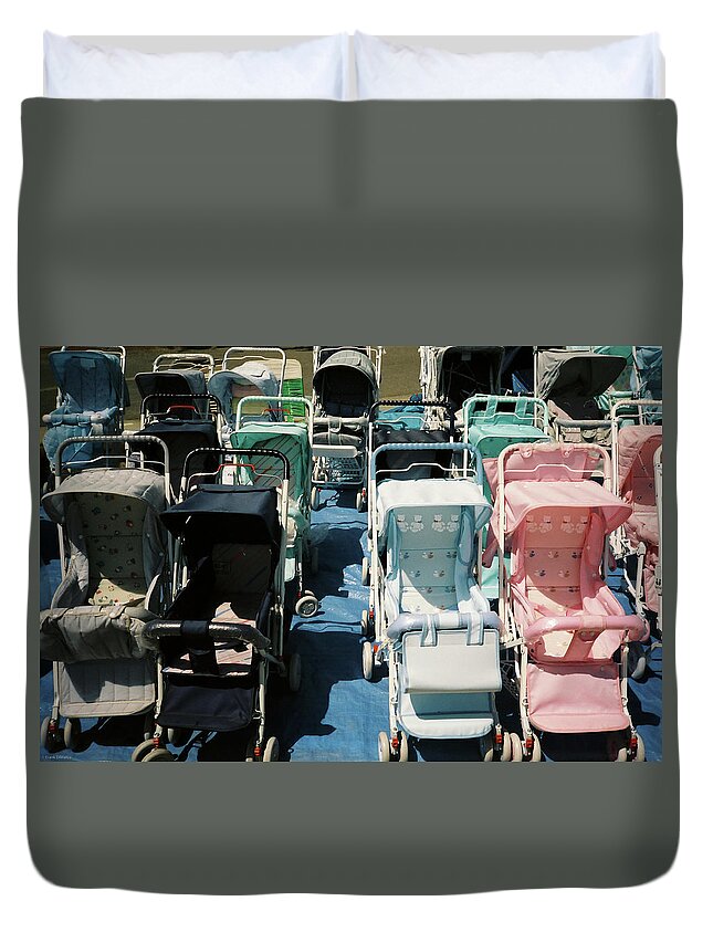 Color Duvet Cover featuring the photograph Pram Lot by Frank DiMarco