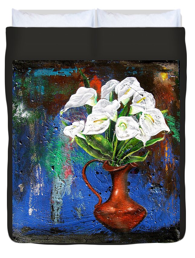 Orchid Painting Duvet Cover featuring the painting Preacher in the Pulpit 2 by Laura Pierre-Louis