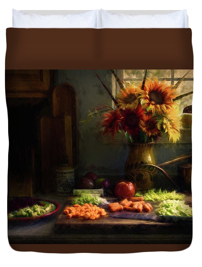Soup Duvet Cover featuring the photograph Preparing for Soup by John Rivera