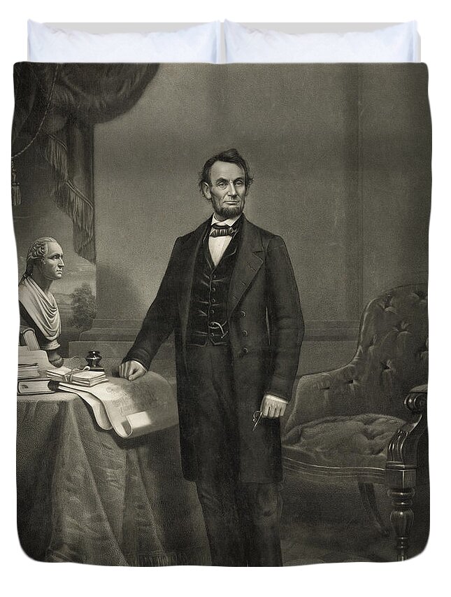 abraham Lincoln Duvet Cover featuring the photograph President Abraham Lincoln by International Images