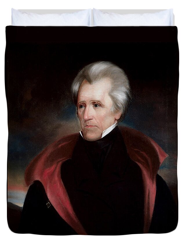 Andrew Jackson Duvet Cover featuring the painting President Jackson by War Is Hell Store