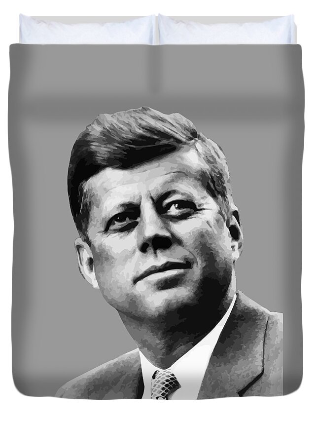 John Kennedy Duvet Cover featuring the painting President Kennedy by War Is Hell Store