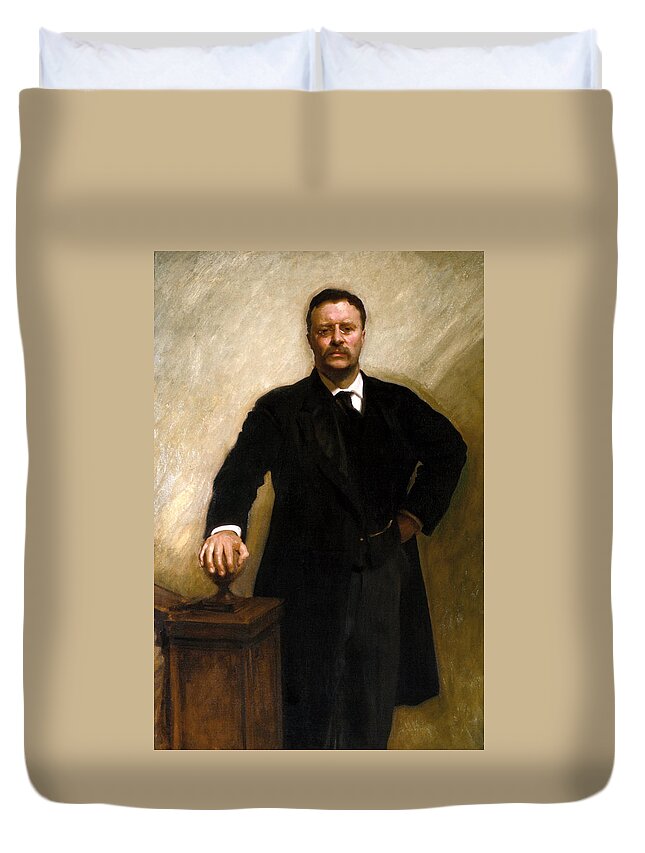 Us Presidents Duvet Cover featuring the painting President Theodore Roosevelt Painting by War Is Hell Store