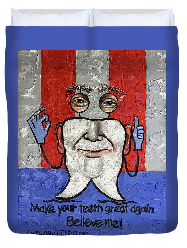  Dental Art Duvet Cover featuring the painting Presidential Tooth 2 by Anthony Falbo