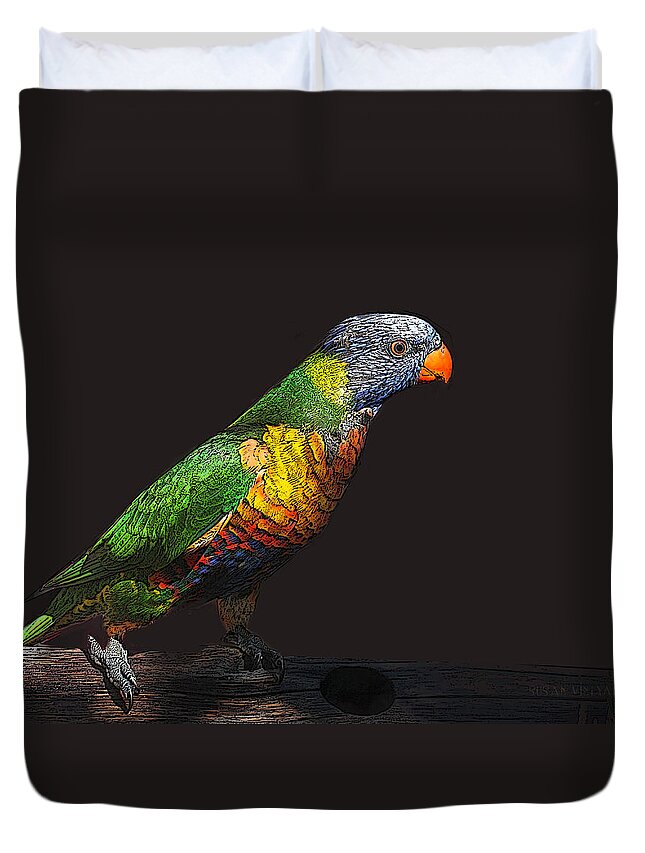 Lorikeet Duvet Cover featuring the photograph Pretty Bird by Susan Vineyard