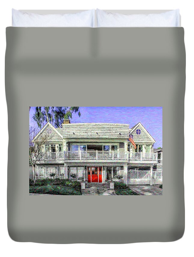 Beach House Duvet Cover featuring the photograph Pretty House by the Beach by Alison Frank