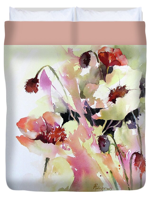 Flowers Duvet Cover featuring the painting Pretty In Pink by Rae Andrews