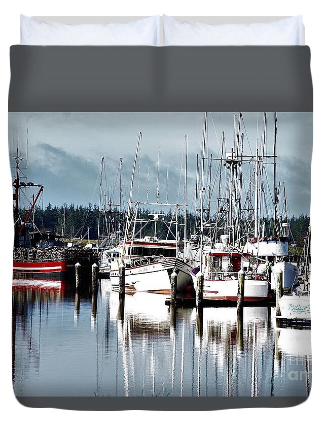 Boats Duvet Cover featuring the photograph Pretty in red white and blue by Merle Grenz