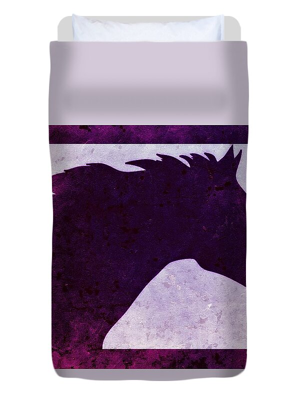 Horse Duvet Cover featuring the digital art Pretty purple horse by Mindy Bench