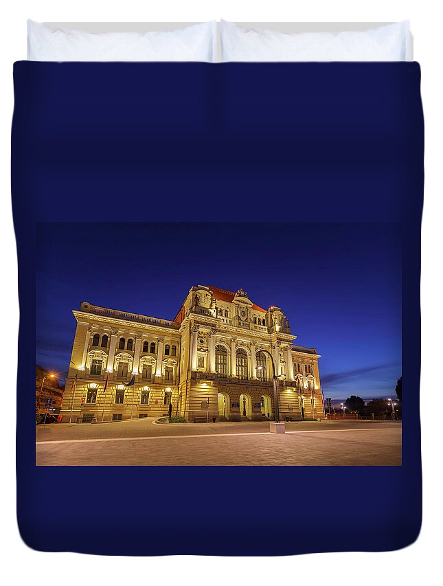 Oradea Duvet Cover featuring the photograph Primaria Oradea, Oradea City Hall, Oradea, Romania by Rick Deacon